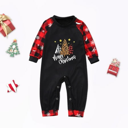 

ERTUTUYI Family Matching Christmas Pajamas Set Plaid Long Sleeves Holiday Pattern Printing Festival For Adults Kids ParentChild Outfit Black 9M