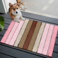 thumbnail image 5 of Pink Wood Grain Bathroom Rug Washable 2x3 Entryway Rug Non Slip Brown Vintage Mottled Country Stripes Front Door Mat Low Pile Indoor Doormat Throw Floor Carpet for Kitchen Bedroom Entrance, 5 of 8