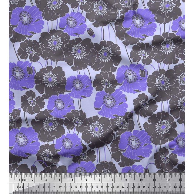 Soimoi Rayon Fabric Artistic Flower Decor Fabric Printed Yard 56 Inch Wide
