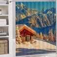 thumbnail image 5 of Juego de 4 cortinas de ducha con temática invernal con alfombra antideslizante, tapa de inodoro y alfombrilla de baño, cortina de ducha de poliéster impermeable con 12 ganchos, juego de 4 cortinas de, 5 of 5