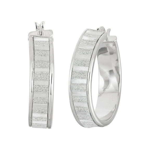 Sterling Silver Glitter Hoop Earrings