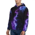 thumbnail image 3 of Rateoe Purple And Blue Nebula Pattern Mens Hoodie, Pullover Hooded Sweatshirt, Kangaroo Pocket Hoodie Ideal for Daily Wear, Travel and Home-Large, 3 of 7