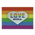 thumbnail image 1 of Pride Cutting Board, Rainbow Flag with Stripes Heart with Love Wins Text LGBT Culture Colorful, Decorative Tempered Glass Cutting and Serving Board, Small Size, Multicolor, by Ambesonne, 1 of 1