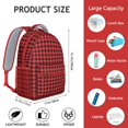 thumbnail image 6 of Red and Black Checkered Backpack for School,Cute School Bag,Schoolbag with Adjustable Shoulder Straps & Padded Back,15.3"x11"x6.7", 6 of 6