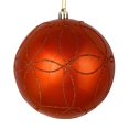 thumbnail image 1 of Vickerman N182618D 6 in. Burnish Orange Candy Ball Ornament with Circle Glitter Pattern  3 per Bag, 1 of 3
