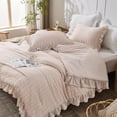 thumbnail image 6 of Beige Ruffled Seersucker Queen Comforter Set 3 Piece Lightweight All Season, 6 of 6