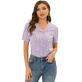 thumbnail image 1 of Camisa Floral Semitransparente Allegra K con Cuello Peter Pan para Mujer Morado Blanco S, 1 of 5