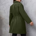thumbnail image 5 of Feancey Womens Plus Size Trench Coat Mid Length Casual Adjustable Drawstring Waist Fall Jackets Roll Up Long Sleeve Single Breasted Lightweight Outerwear Army Green XXL, 5 of 8