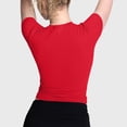 thumbnail image 4 of DENGDENG Tunic Shirts for Women Casual Crew Neck Short Sleeve T Shirts Y2k Slim Fit Double Lined Tee Summer Basic Tops Going Out 2024 Red XXL, 4 of 7