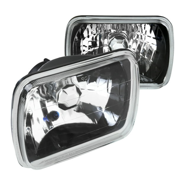 SpecD Tuning 7X6 Black Clear Square Headlights H4 H6054 Conversion Kit
