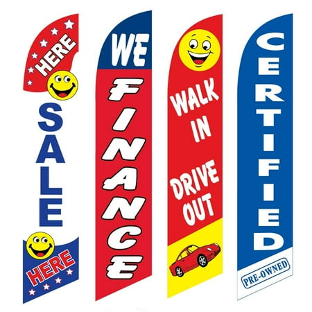 4 Advertising Swooper Flags Sale Here We Finance Walk In Drive Out Pre Owned