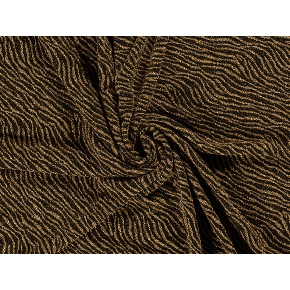 Minerva Metallic Textured Stretch Knit Fabric Gold on Black - per yard