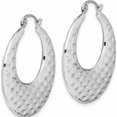 thumbnail image 2 of 10K White Gold Polished Textured Hoop Earrings (28.66 X 27.23) Made In Indonesia 10tc408, 2 of 5