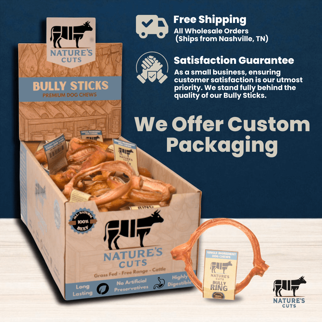 4" Bully Rings Display Box (25 ct) with Individual UPC Tags - 100% All Natural Beef Bully Sticks