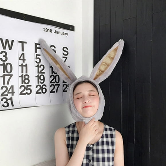 WIZUTIZ Plush Fun Bunny Ear s Hood Women Costume Hats Warm Soft and Cozy Gray Flash Deals