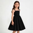 thumbnail image 6 of Busydd Girls Summer Dress 4-15 Years Fashion Strappy Square Neck A-Line Sundress Casual Solid Color Sleeveless Teen Girls' Dresses 4-5 Years, 6 of 9