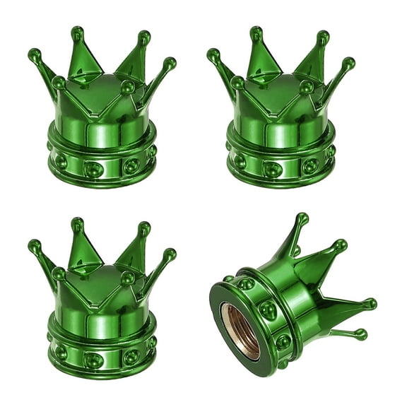 Uxcell Crown Tire Valve Stem Caps, 4 Pcs Tire Valve Caps Vehicle Car Tire Air Caps Covers, Green