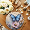 thumbnail image 2 of Round Placemats Purple Daisy Butterfly 15 inch Set of 6 Table Mats for Dining Table Wood Grain Heat Resistant Non-Slip Kitchen & Home Decorative Place Mat Set, 2 of 8
