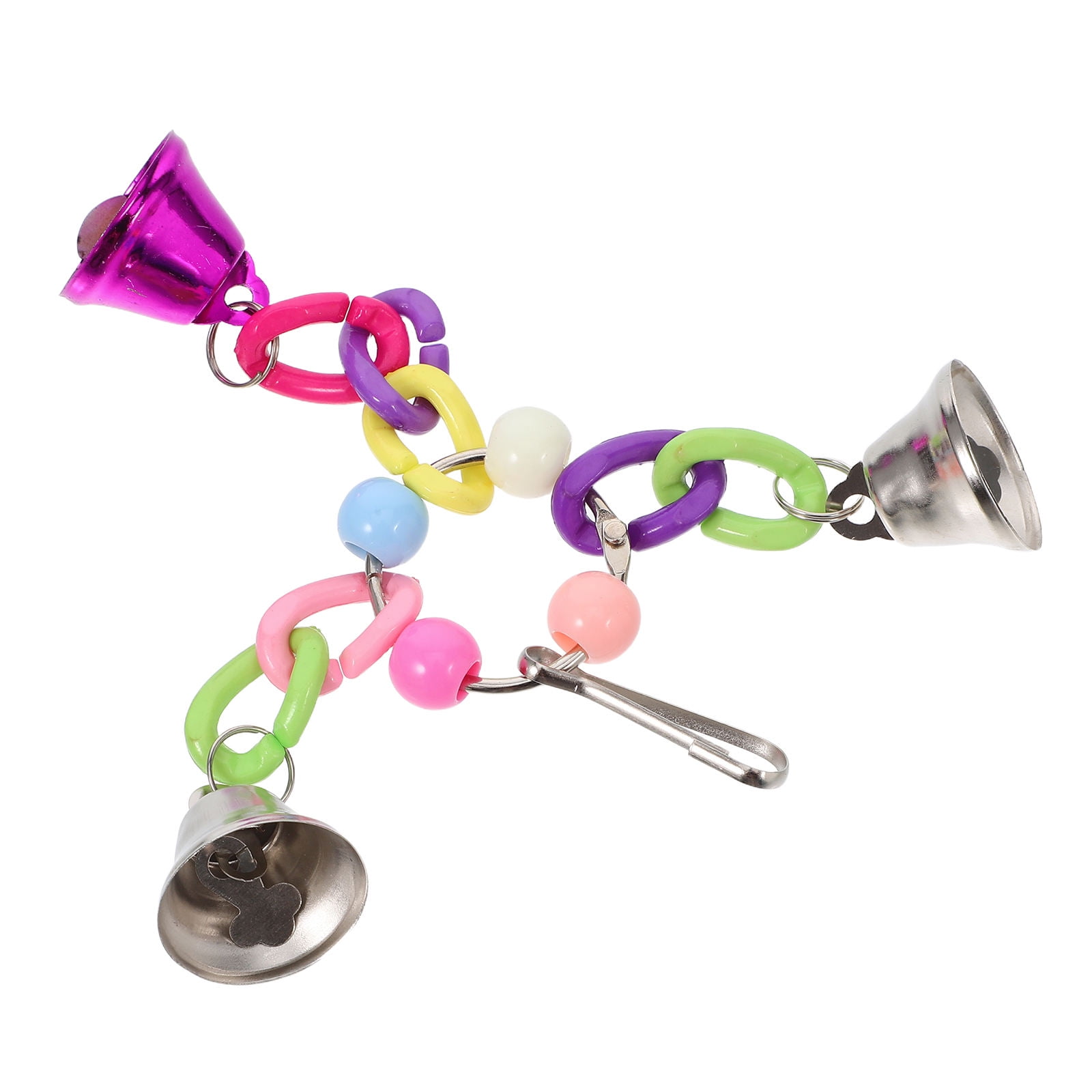KONTONTY Simple Bell Chain Parrot Toy Bird Cage Accessory Colorful Hanging Plaything For Parakeets Lovebirds Cockatiels Parrot Bell Toy