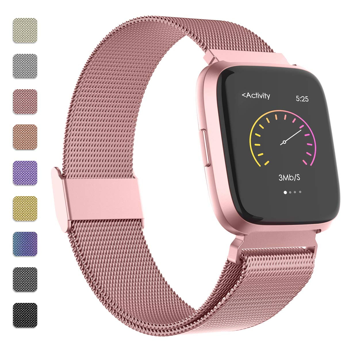 fitbit versa rose gold mesh band