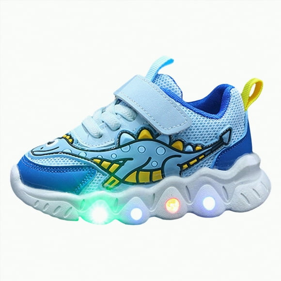 Splozh Girls Light Up Sneakers for Kids Toddler New Cartoon Boys Dinosaur Sports Shoes Girls Mesh Breathable Shoes Children Baby Light Shoes Blue,5.5-6 Years