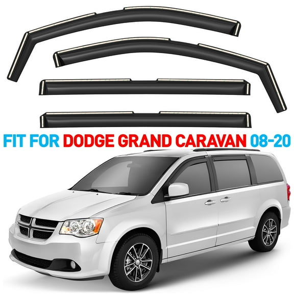 GrandWheel Co Smoke Tinted In-Channel Side Window Vent Visor Deflectors Rain Guards Compatible with Dodge Grand Caravan 2008-2020 - 4 pcs. GW0584