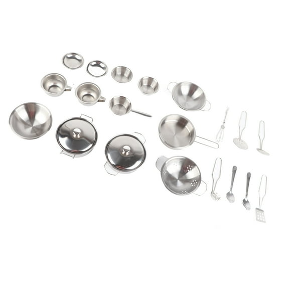 Juguetes de cocina, 25 piezas de juguetes de cocina de acero inoxidable, juego de juguetes de cocina para niños y niñas, juguetes de cocina, regalo, funcionalidad inteligente