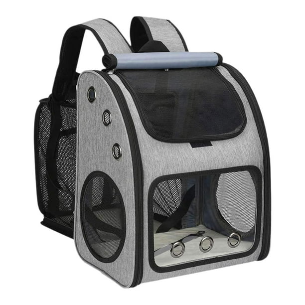 Mochila de viaje expandible para mascotas, cómoda bolsa de viaje de malla transpirable para gatos, bolsa de transporte para perros y gatos para camina gris