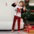 thumbnail image 5 of Yuaguia Family Matching Christmas Pajamas, Gnome with Christmas Lights Print Black Raglan Long Sleeve Top and Red Black Buffalo Plaid Lounge Pants Sleepwear Set, Kids 6 Years, 5 of 8