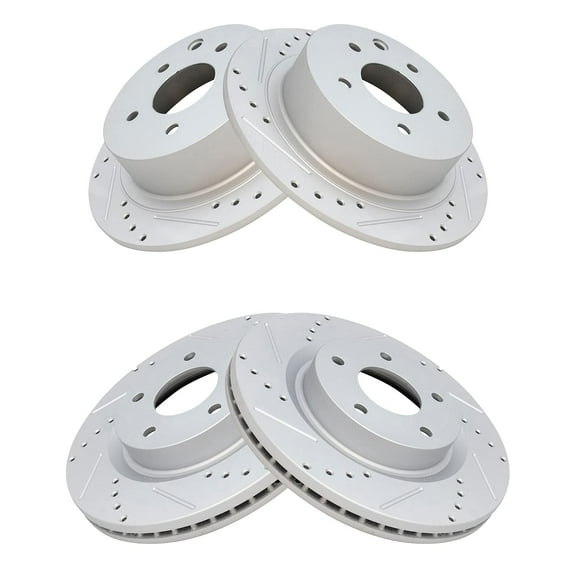 TRQ Front and Rear Performance Brake Rotors Set Premium G-Coated Cross Drilled & Slotted Fits Select 2007-2022 Nissan Altima