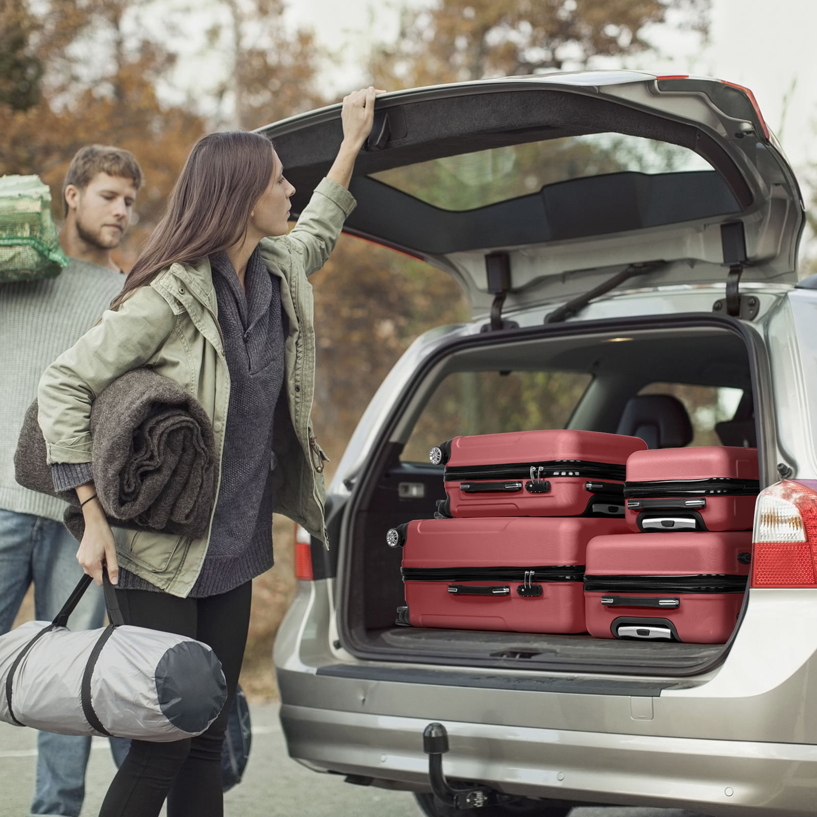 Zimtown 4-Piece Luggage Set, ABS Hardshell Suitcase, Double-Wheeled with TSA Lock, Vintage Red - Walmart.com Zimtown 4-Piece Luggage Set, ABS Hardshell Suitcase, Double-Wheeled with TSA Lock, Vintage Red - Walmart.com