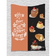 thumbnail image 1 of Eat Dessert First Tapestry, Hand Drawn Doodle of Various Delicious Dessert Vintage Inspired and Quote, Wall Hanging for Bedroom Living Room Dorm Decor, 60"W X 80"L, Multicolor, by Ambesonne, 1 of 2