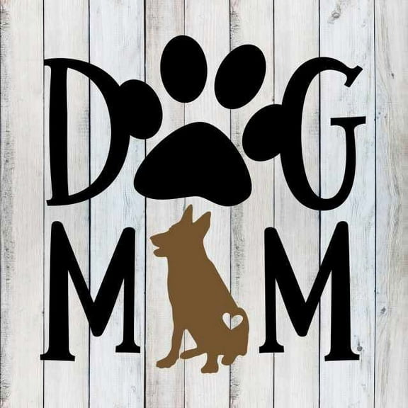 Dog Mom German Shepherd Pets Rustic Farmhouse Style White Wood Sign Wall Décor Gift 8 x 8 Wood Sign B3-08080001061