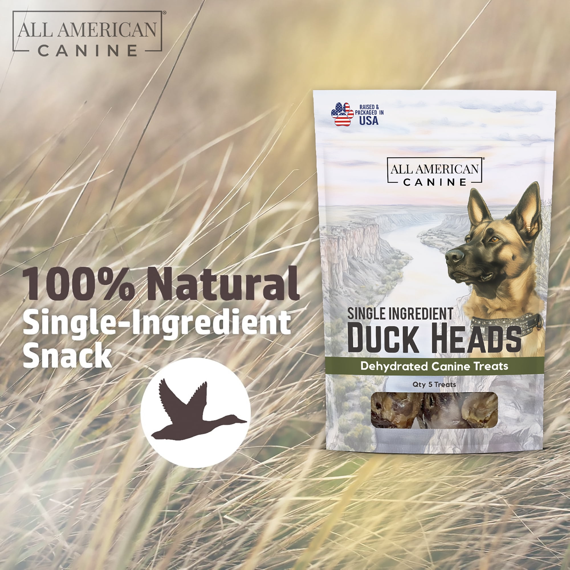 All American Canine Duck Heads, 5 count