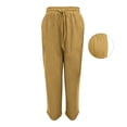 thumbnail image 4 of Women's Plus Black Pants for Women Petite Short Black Pants for Women Plus Size Jeans Women High Waisted Wide Leg Pants Casual Drawstring Elastic Trousers Comfy Straight Leg Long Pants with Pockets, 4 of 4