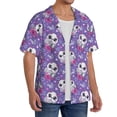 thumbnail image 2 of Balery Owl And Flowers Men's Casual Button Down Shirt Short Sleeve Textured Summer Cuban Beach Shirts-3X-Large, 2 of 7