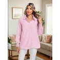 thumbnail image 6 of Airmenty Women's Button Down Shirts Long Sleeve Smocked Cuffed Striped Work Blouses Tops with Pocket Shirred, 6 of 8