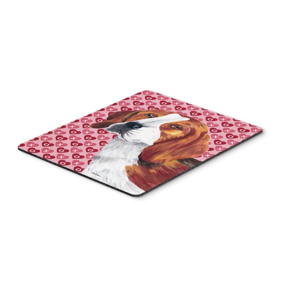 "Beagle Hearts Love and Valentines Day Portrait Mouse Pad Hot Pad or Trivet"