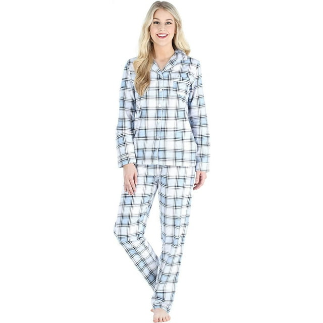 Women’s Cotton Flannel Long Sleeve Button-Down Pajamas PJ Set