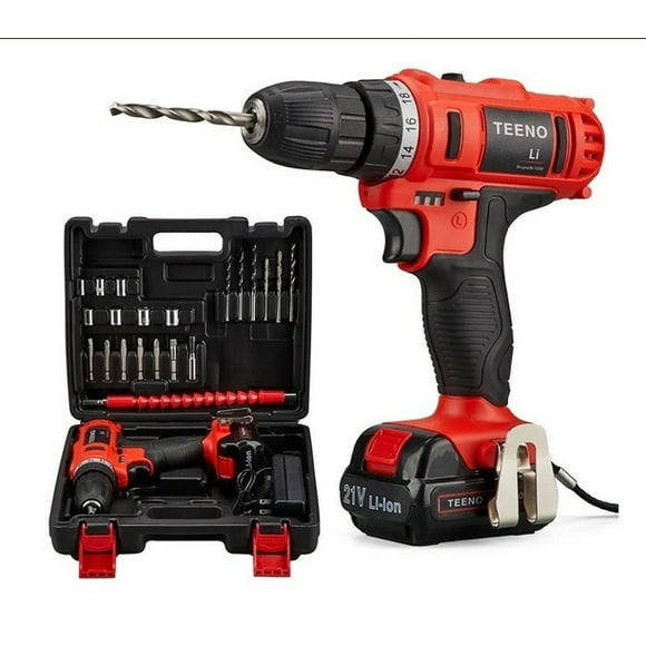 Taladro eléctrico percutor y destornillador 5816-1 inalámbrico 1550rpm rojo 21V ten 21V