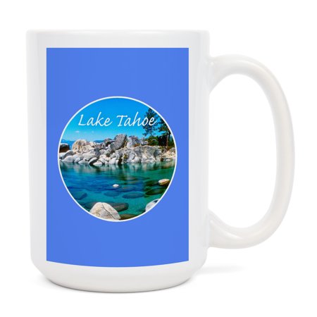 

15 fl oz Ceramic Mug Lake Tahoe Inlet Contour Photography Dishwasher & Microwave Safe