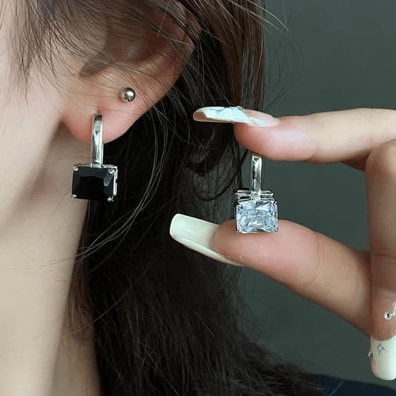 Ariseltys Earrings Double-Sided Crystal Can Be Worn, Cold Wind Ear Buckles, Retro Minimalist Design Earrings, Fashionable Versatile And Advanced Stud Earrings, Women