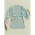 thumbnail image 4 of GXFC Little Girl Fall Dress 3T 4T 5T 6T 7T Kids Girl Long Sleeve Floral Print Patchwork Tunic Long Dress with Belt Autumn Casual Dress Clothing for Children Girl, 4 of 8
