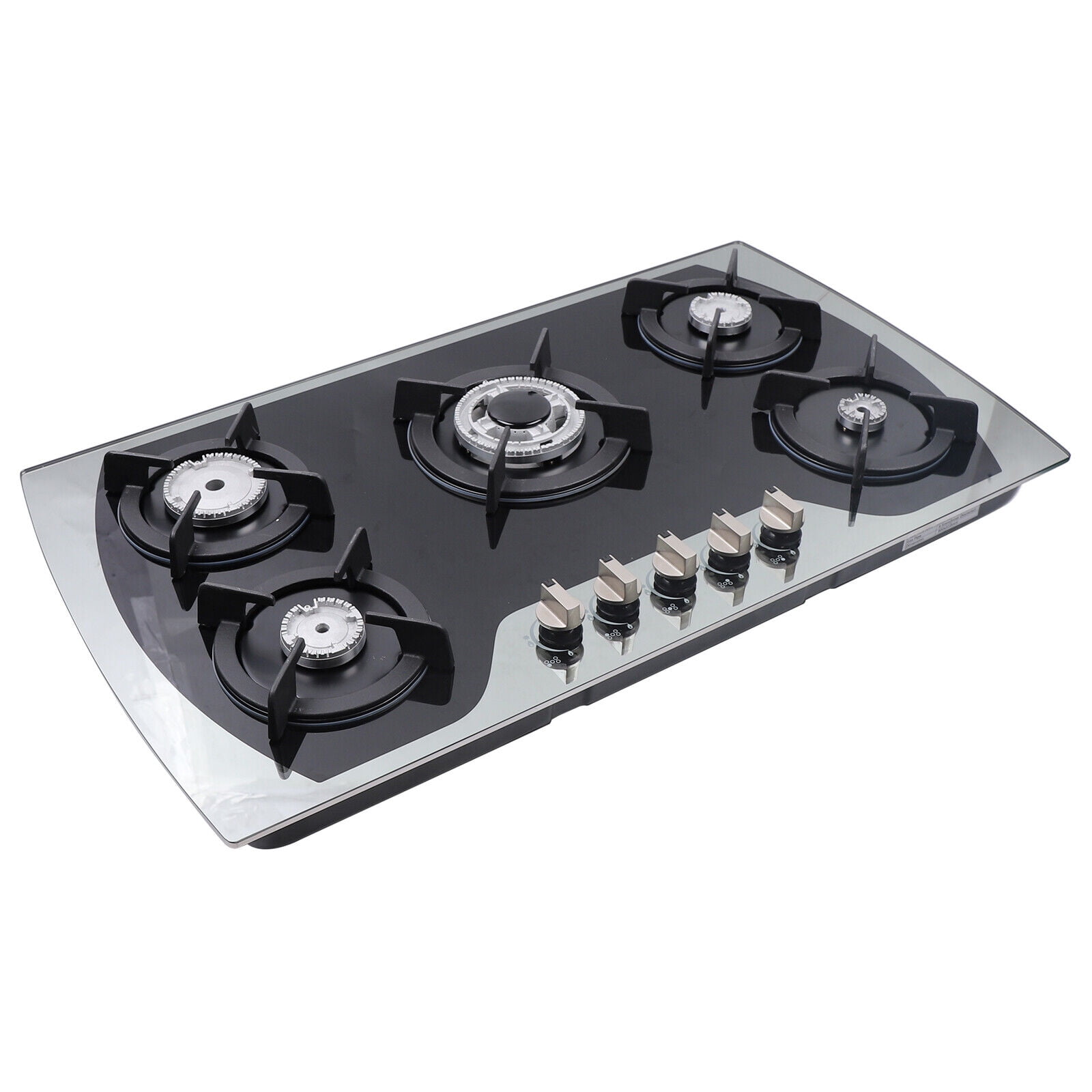 35.4-inch 5-Burner Built-in Gas Cooktop, 3.0kW Powerful Burner & Simmer Burner, Tempered Glass with Cast Iron Grates, Dual Fuel (Natural Gas/LPG) Conversion Kit Included