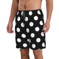 thumbnail image 2 of KLL Black and White Polka Dot Men's Casual Summer Beach Shorts Hawaiian Shorts with Pockets-3X-Large, 2 of 9