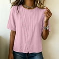 thumbnail image 5 of TGSLY Asymmetrical Button Placket Tops for Women Lightweight Thin Crew Neck Solid Color Blouses Loose Fit Dressy Casual Half Sleeve Shirts M, 5 of 7
