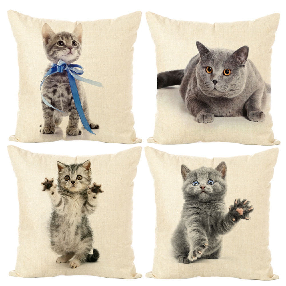 Cat beautiful pattern Linen Cushion Cover Pillow Case for Home Sofa Car Decor
