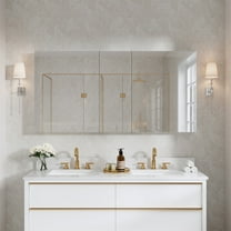 ANGELES HOME 60" x 30"Medicine Cabinet with Mirror Door & 9 Adjustable Glass Shelves, Rectangular Bathroom Mirror Cabinet with Aluminum Body, Recessed or Surface Mount Mirror Medicine Cabinet Storage