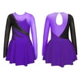 thumbnail image 5 of Doomiva Kids Girls Rhinestone Figure Ice Roller Skating Dress Skirted Leotard Competition Dancewear Purple 14, 5 of 6