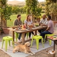 thumbnail image 3 of Stackable Bar Stools Set of 4, Backless 18 Inch Industrial Metal Barstools for Indoor Outdoor Classroom Kitchen Small Gathering (Mustard Green), 3 of 10